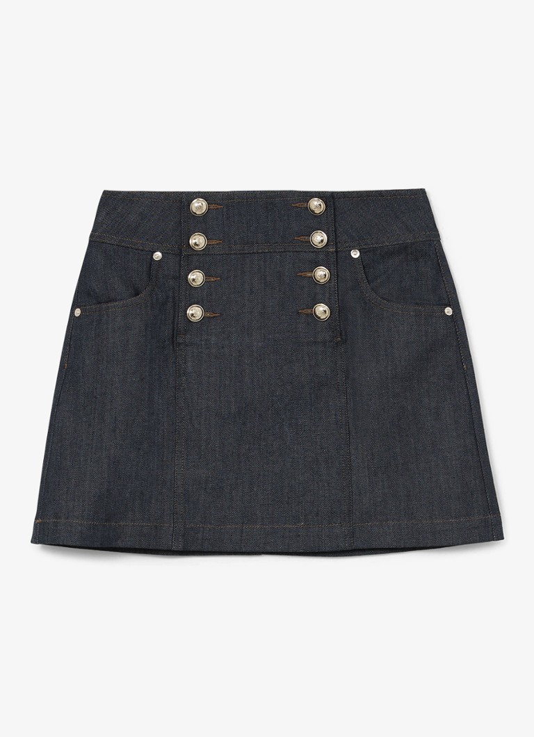 Reiss Dames Mini rok met sierknopen in de kleur Donkerblauw