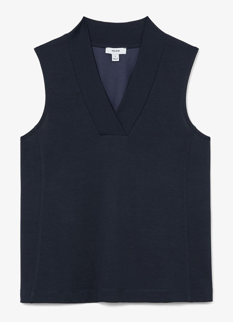 Reiss Dames Miley top met V-hals in de kleur Blauw