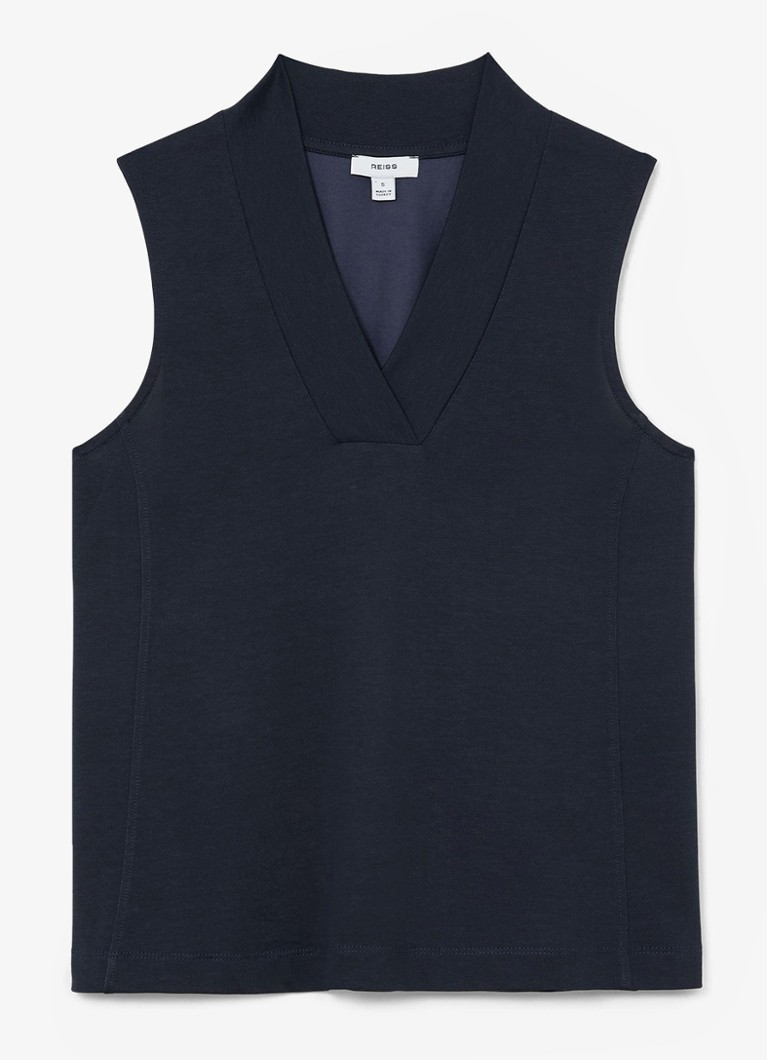 Reiss Dames Miley top met V-hals in de kleur Blauw