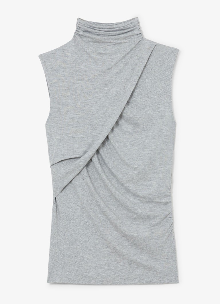 Reiss Dames Wanda top met plooien in de kleur Grey Marl / Grijs