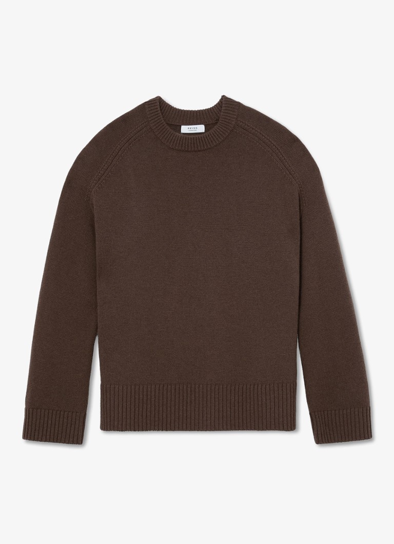 Reiss Dames RILEY fijngebreide trui in kasjmierblend in de kleur Bruin