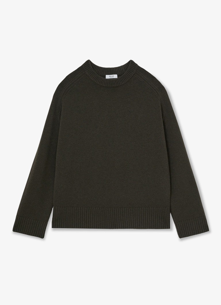 Reiss Dames RILEY fijngebreide trui in kasjmierblend in de kleur Khaki