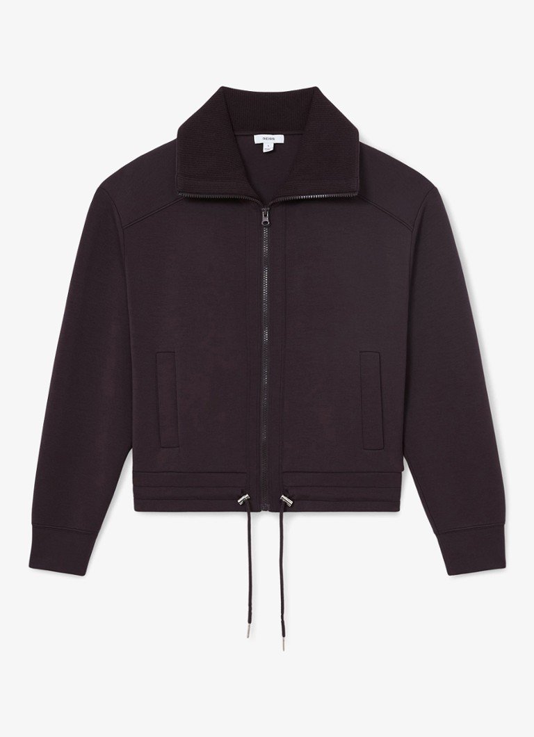 Reiss Dames Laurrie Premium sweatvest met opstaande kraag in de kleur Aubergine