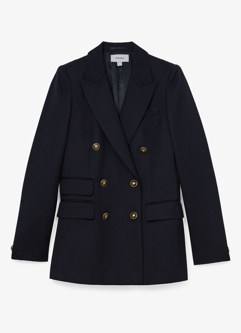 Reiss Dames Lauryn double-breasted blazer in wolblend in de kleur Blauw