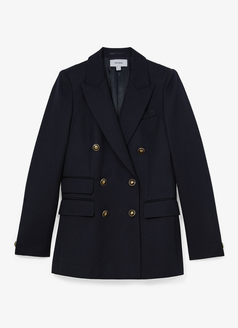 Reiss Dames Lauryn double-breasted blazer in wolblend in de kleur Donkerblauw