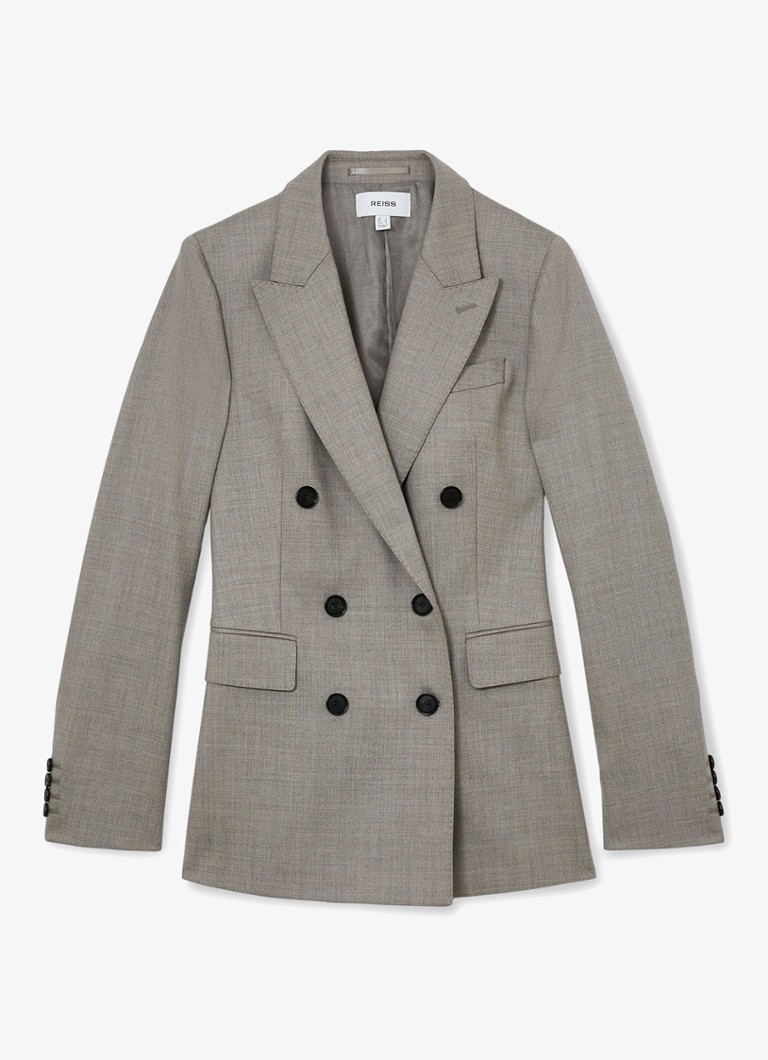 Reiss Dames Darcy double-breasted blazer in wolblend in de kleur Grijsmele