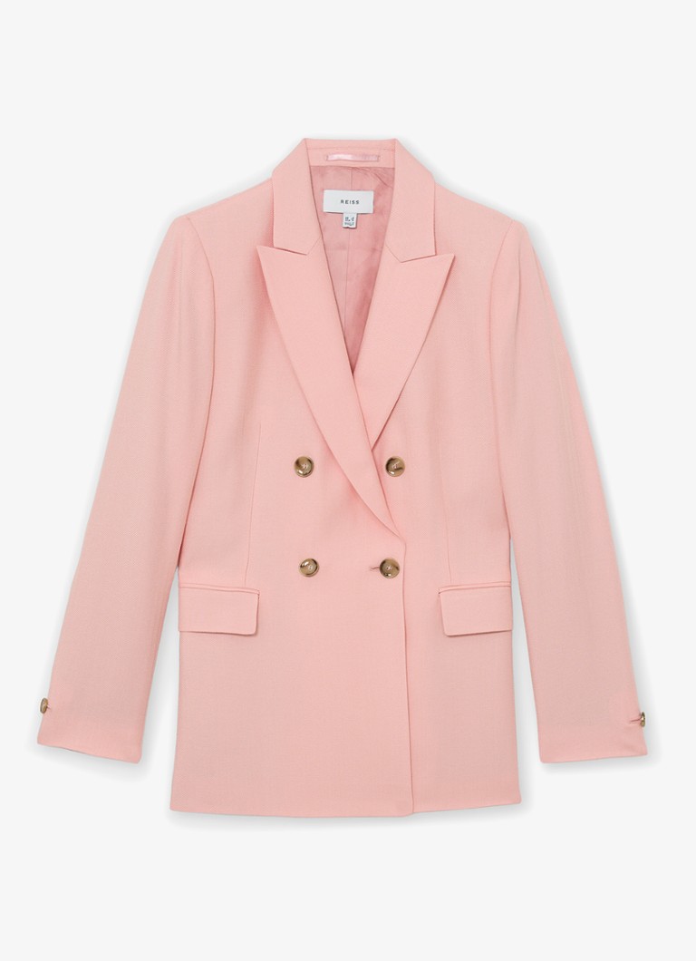 Reiss Dames Petite Magda Double-breasted blazer met klepzakken in de kleur Oudroze