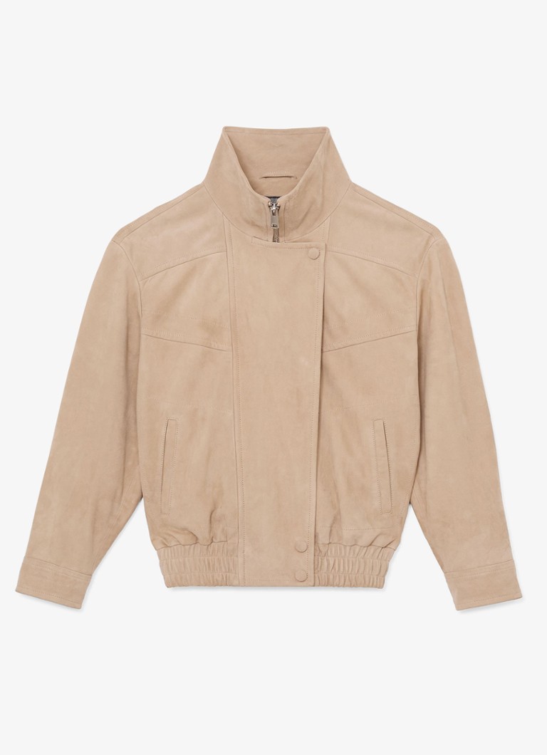 Reiss Dames Petite Petra jack van suède in de kleur Beige