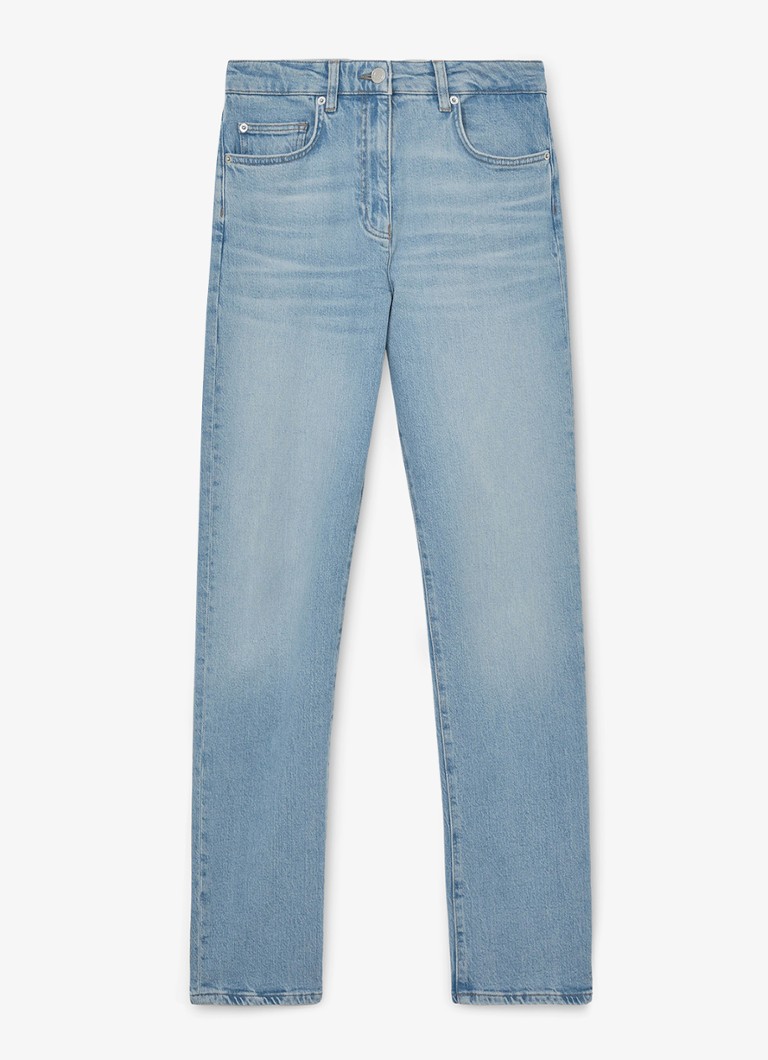 Reiss Dames Petit Aubrey high waist straight leg jeans met medium wassing in de kleur Lichtblauw