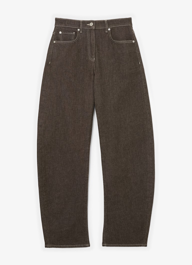 Reiss Dames Sabel high waist tapered fit jeans met steekzakken in de kleur Bruin