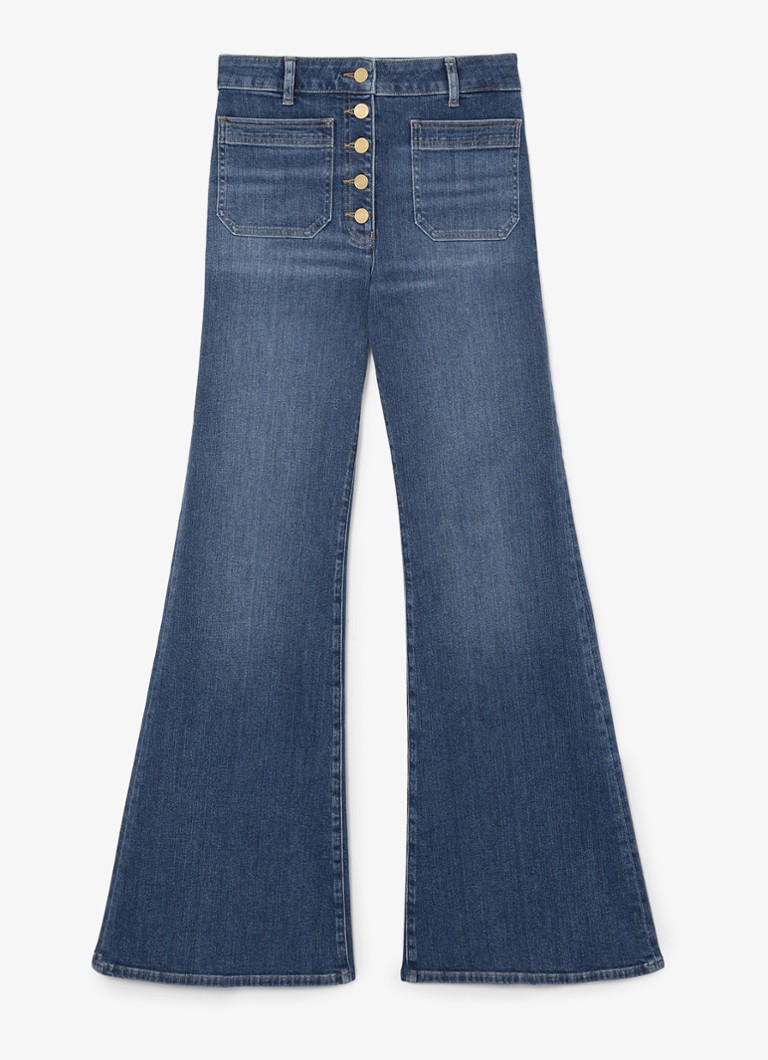 Reiss Dames Cali high waist flared jeans met opgestikte zakken in de kleur Indigo