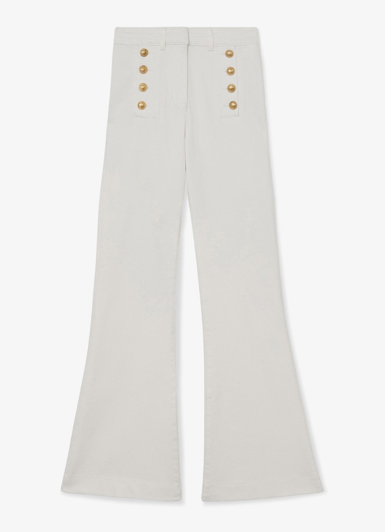 Reiss Dames Athena high waist flared fit jeans in katoenblend in de kleur Wit
