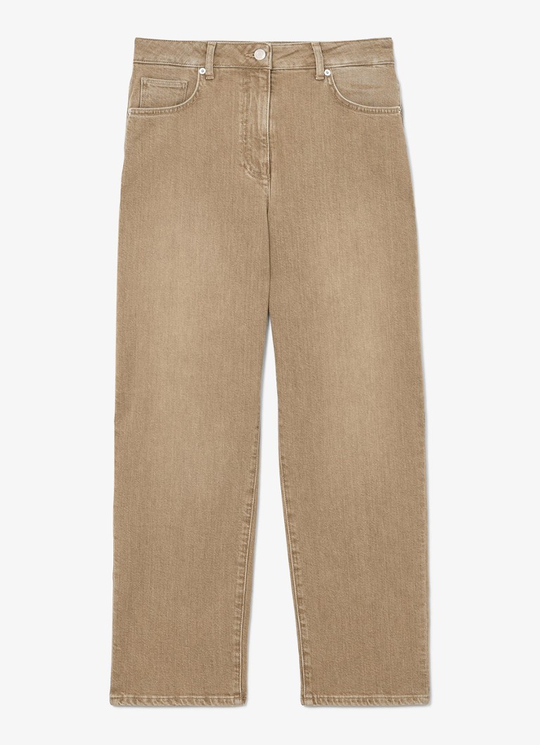 Reiss Dames Petite Selin mid waist straight leg jeans met steekzakken in de kleur Zand