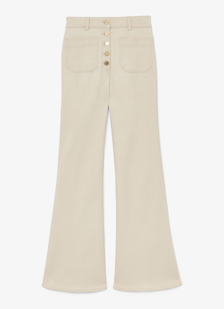 Reiss Dames Cali high waist flared fit jeans met gekleurde wassing in de kleur Gebroken wit