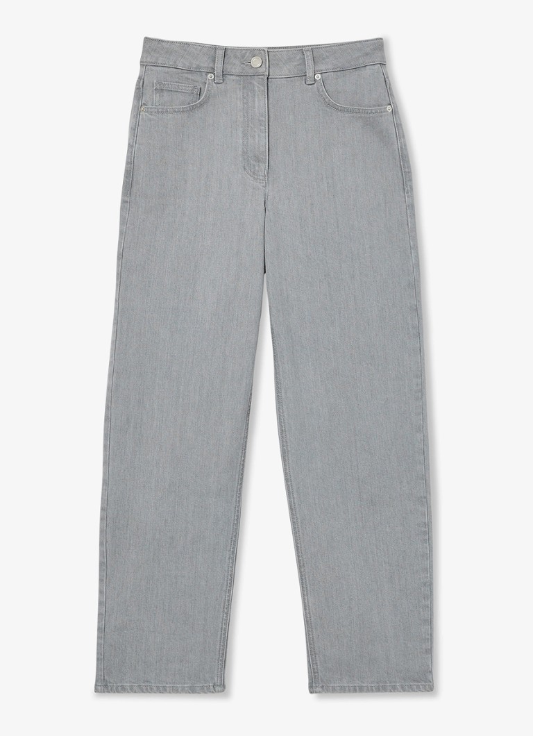 Reiss Dames Petite Selin mid waist straight leg jeans met gekleurde wassing in de kleur Grijs