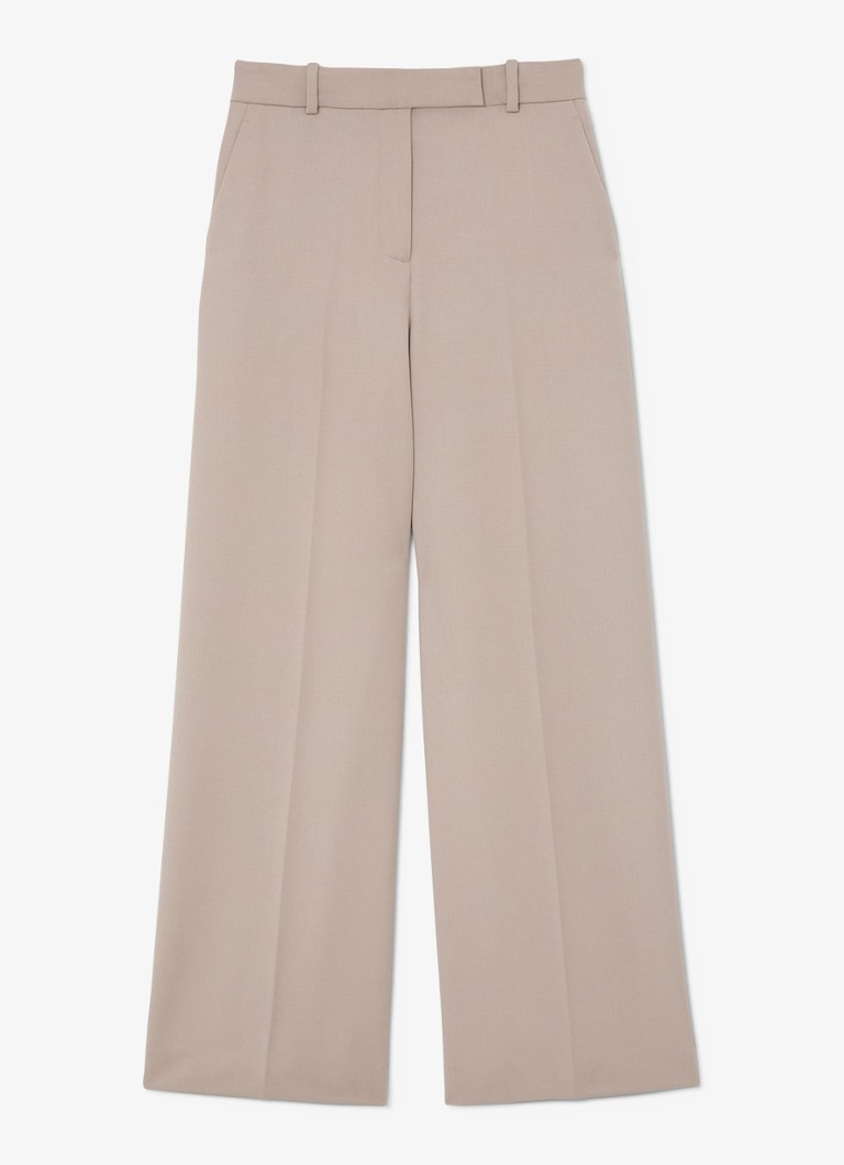 Reiss Dames Petite Gabi high waist wide fit pantalon met steekzakken in de kleur Beige