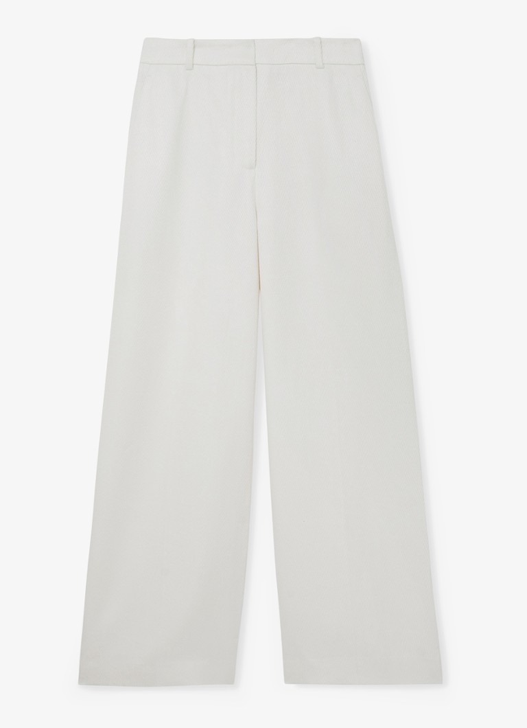 Reiss Dames Petite Alyx high waist wide fit pantalon in linnenblend in de kleur Wit