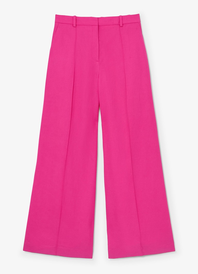 Reiss Dames Petite Charli high waist wide fit pantalon in linnenblend in de kleur Oudroze