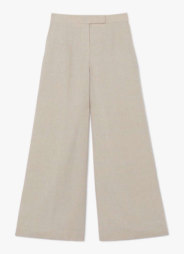 Reiss Dames Petite kit high waist wide fit pantalon van linnen in de kleur Beige