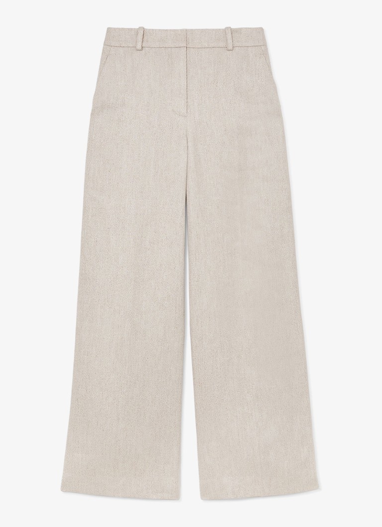 Reiss Dames Petite Nolah high waist wide fit pantalon in linnenblend in de kleur Naturel