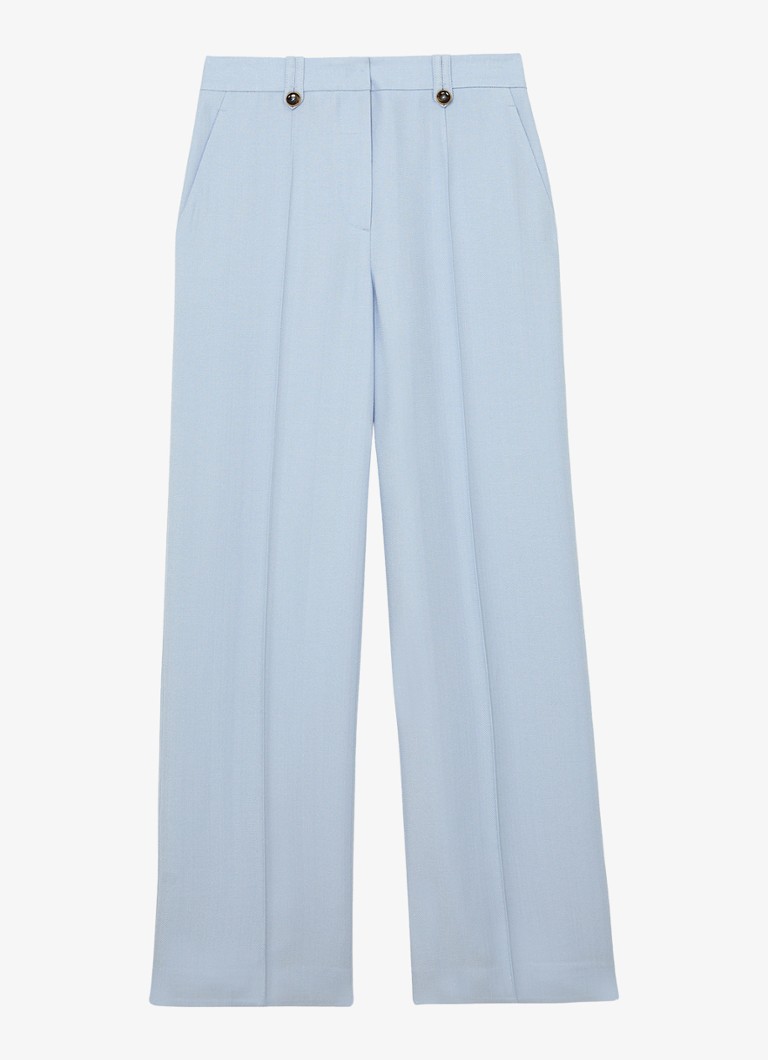 Reiss Dames Petite Magda high waist wide fit pantalon met steekzakken in de kleur Lichtblauw