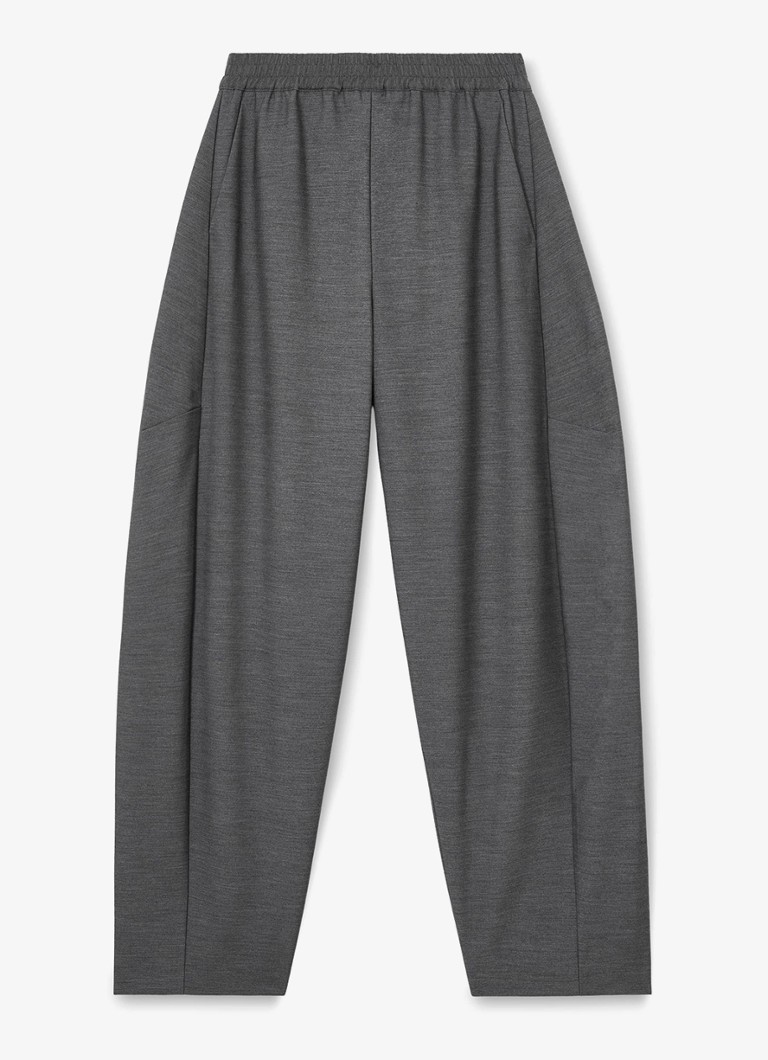 Reiss Dames Elle high waist wide fit pantalon met gemêleerd dessin in de kleur Grijs