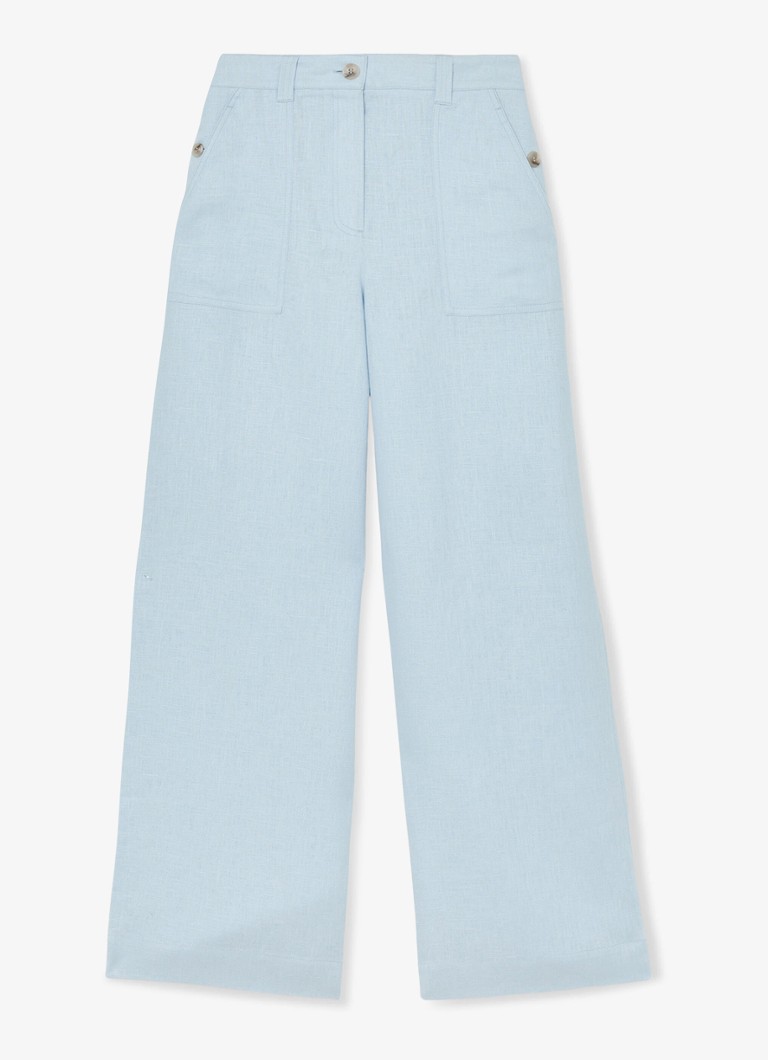Reiss Dames Petite Ashby high waist loose fit pantalon met steekzakken in de kleur Blauw