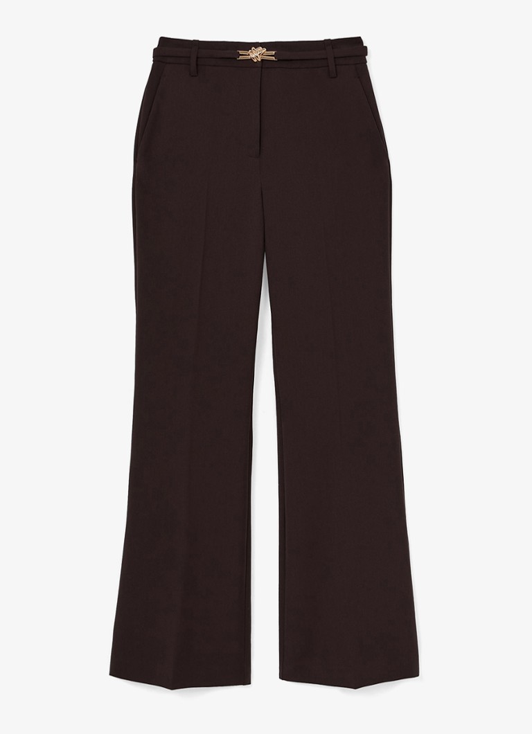 Reiss Dames Petite Leona high waist flared pantalon met steekzakken in de kleur Bruin