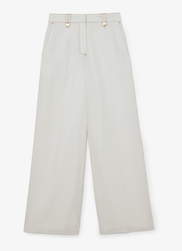 Reiss Dames Petite Kaia high waist wide fit pantalon van lyocell in de kleur Wit