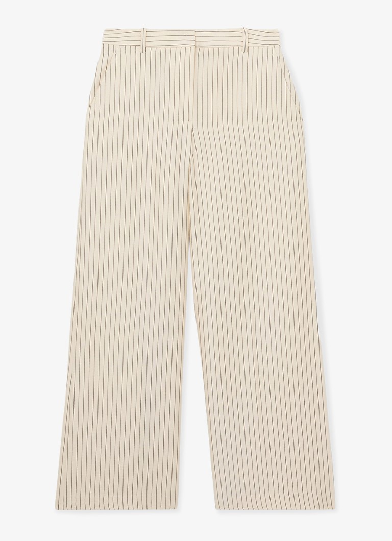 Reiss Dames Petite high waist wide fit pantalon met streepprint in de kleur Creme