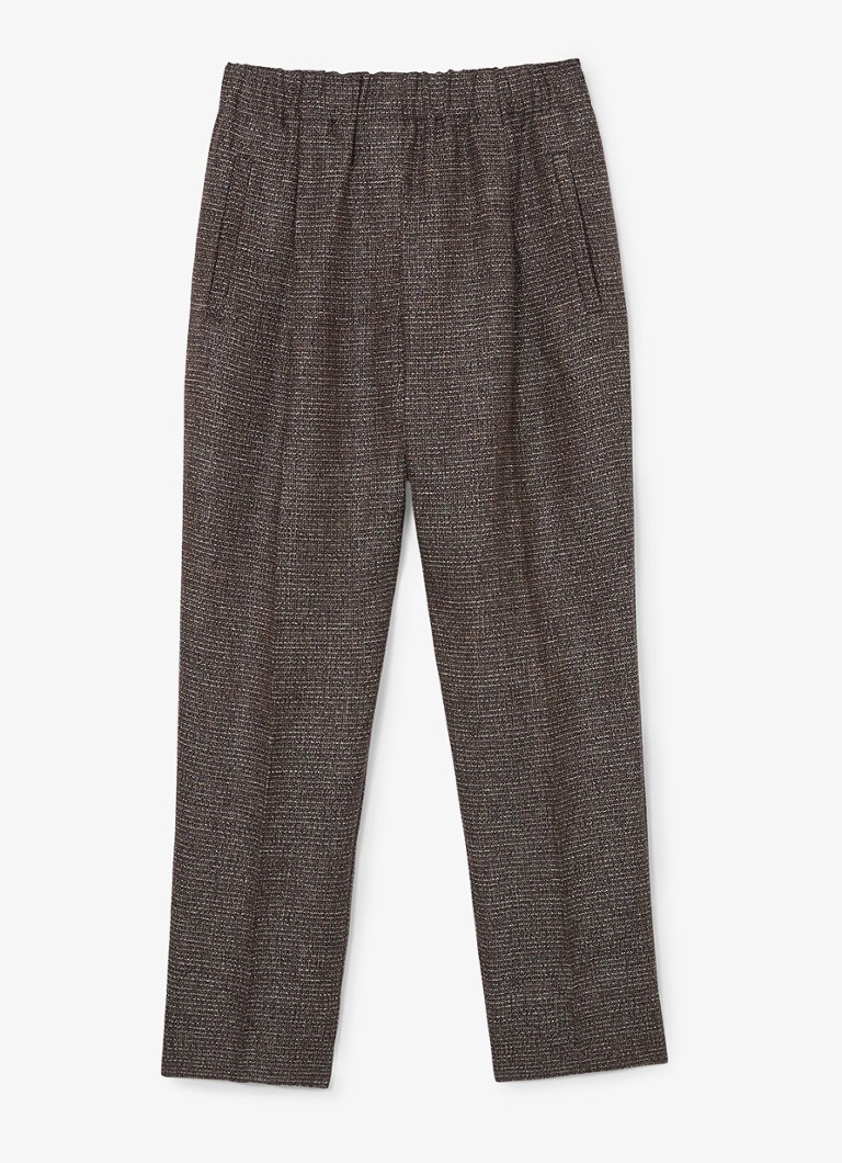 Reiss Dames Lourdes high waist tapered fit pantalon van linnen in de kleur Naturel