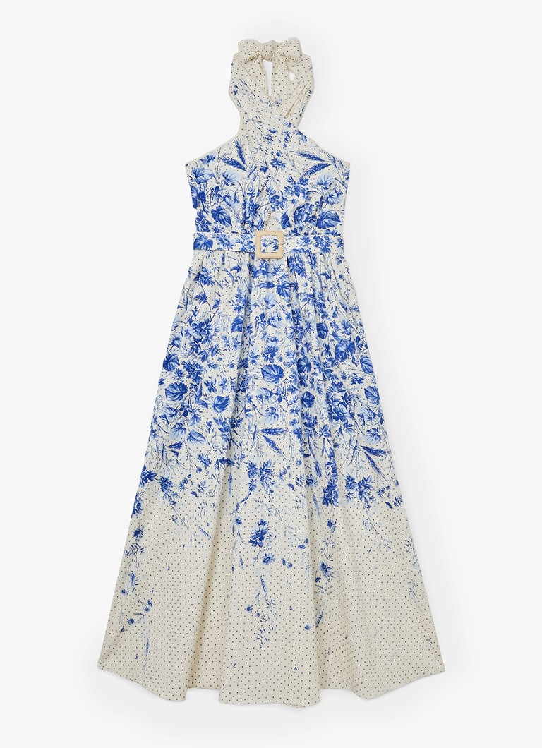 Reiss Dames Amaya maxi jurk met bloemenprint in de kleur Ivoor