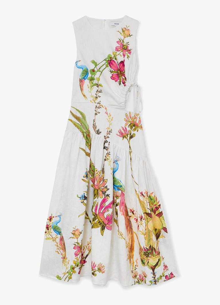 Reiss Dames Bianca midi jurk met cut-out detail in de kleur Wit