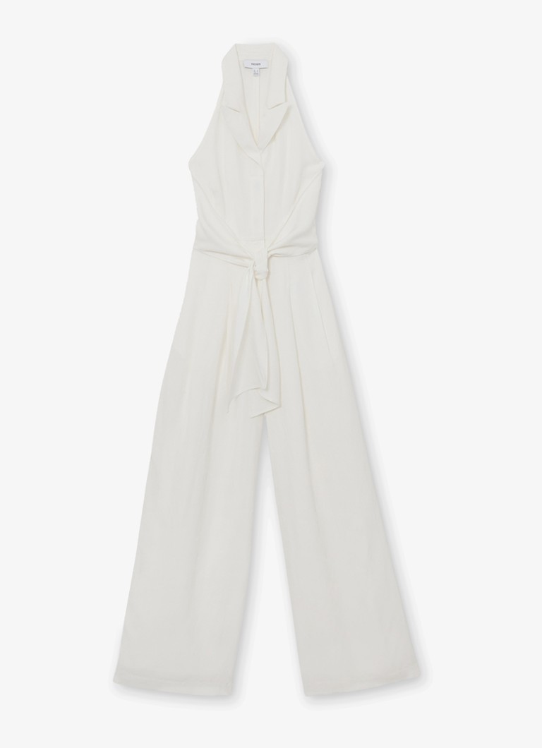 Reiss Dames Petite Taya wide fit jumpsuit in linnenblend in de kleur Wit