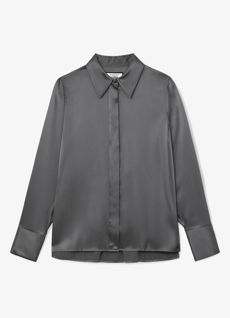 Reiss Dames Petite ameira blouse van zijde in de kleur Donkergrijs