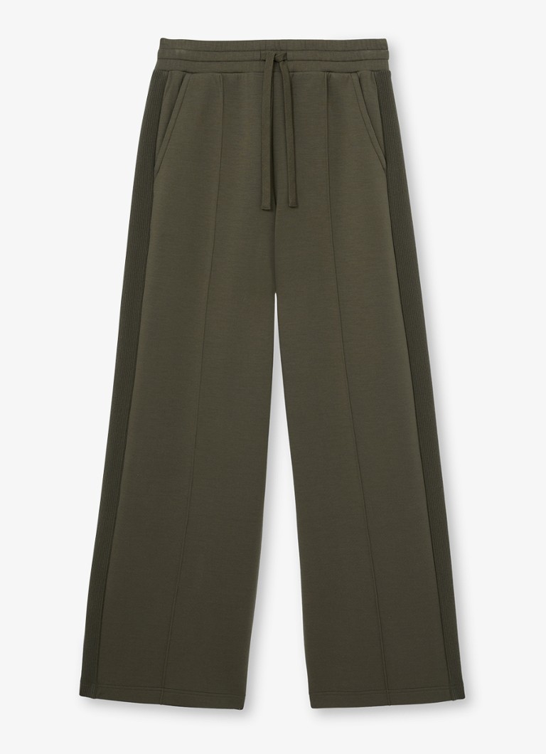 Reiss Dames Petite Bella high waist wide fit joggingbroek met steekzakken in de kleur Khaki