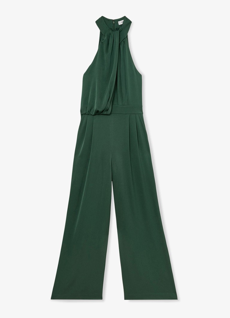 Reiss Dames Finley wide leg jumpsuit met geplooid detail in de kleur Zeegroen