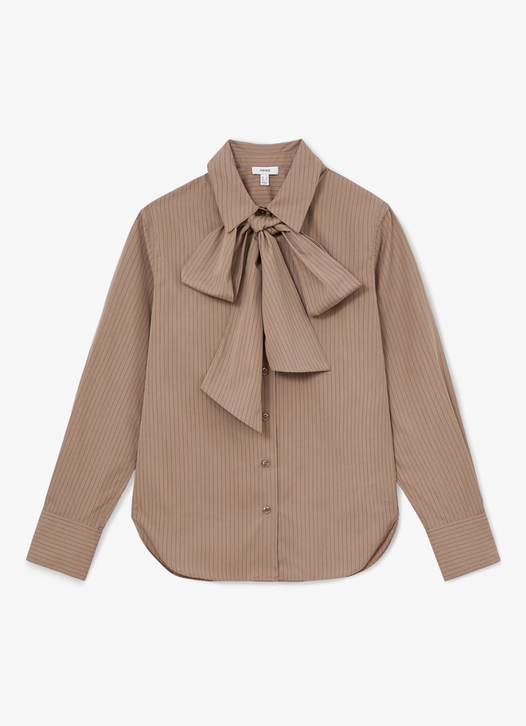 Reiss Dames Elowen blouse met streepprint in de kleur Lichtbruin