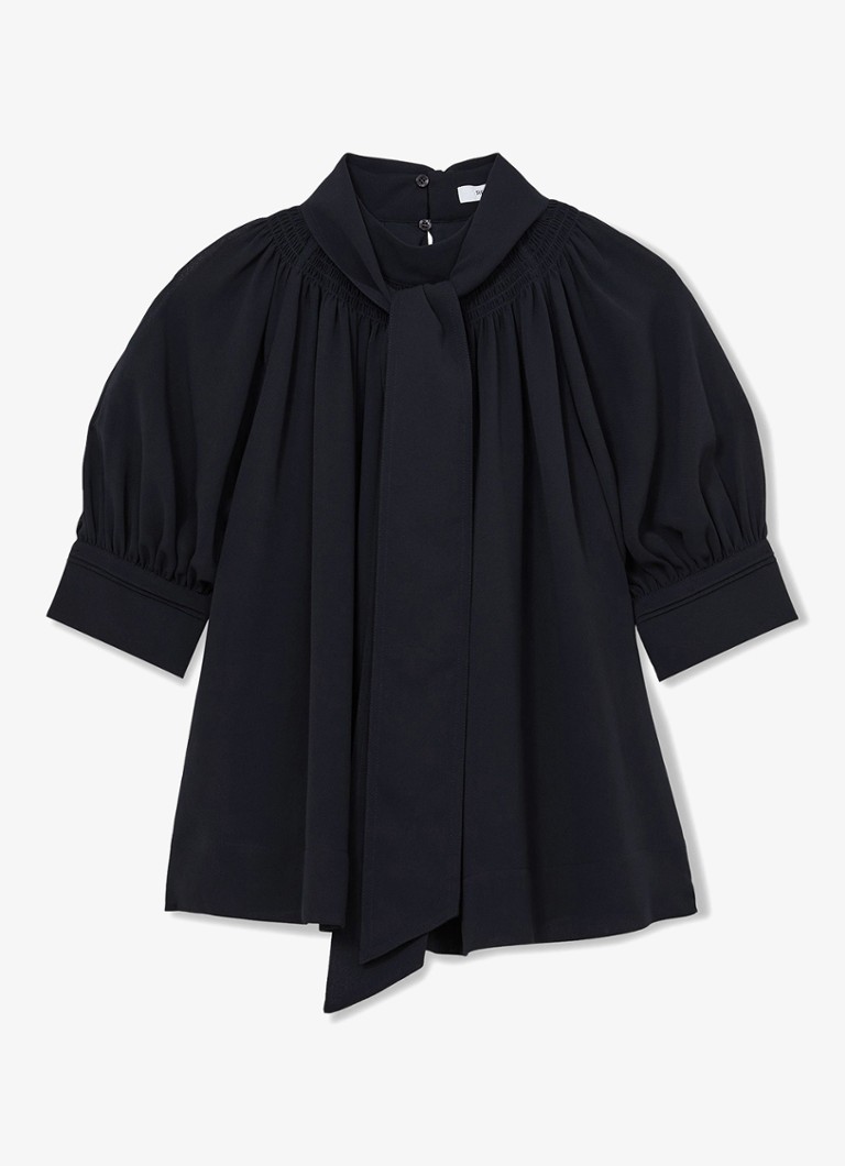 Reiss Dames Lerina blouse met sjaalkraag in de kleur Blauw