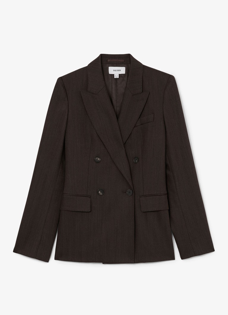 Reiss Dames Dawson double-breasted blazer in wolblend in de kleur Donkerbruin