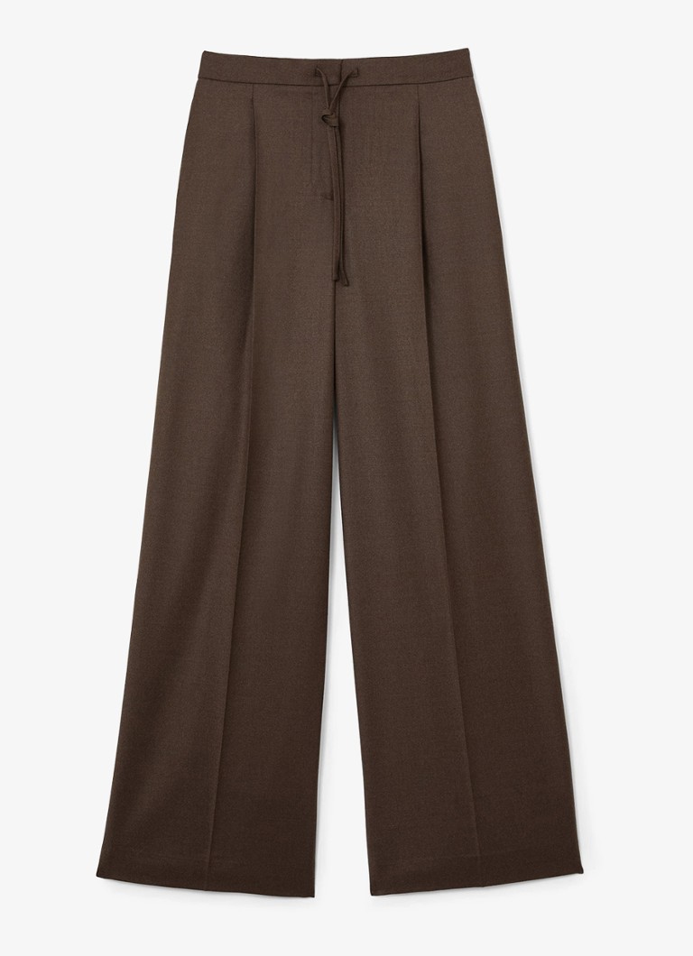 Reiss Dames Derby high waist wide fit pantalon met trekkoord in de kleur Bruin