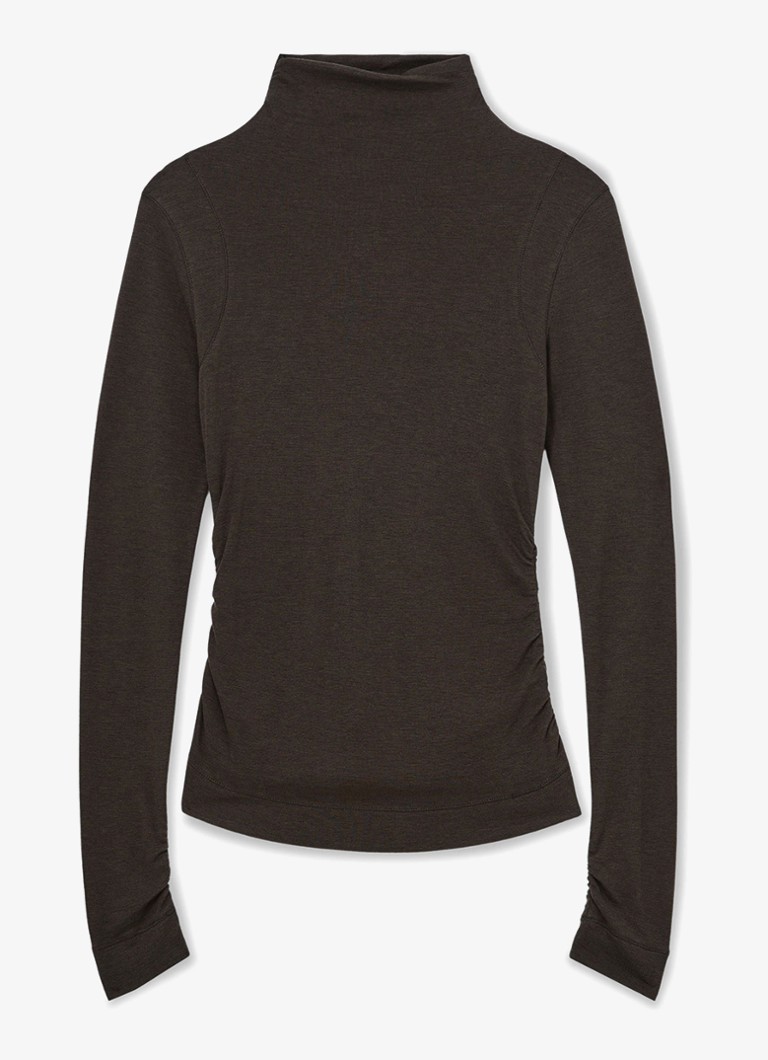 Reiss Dames Heidi top met col in de kleur Chocoladebruin
