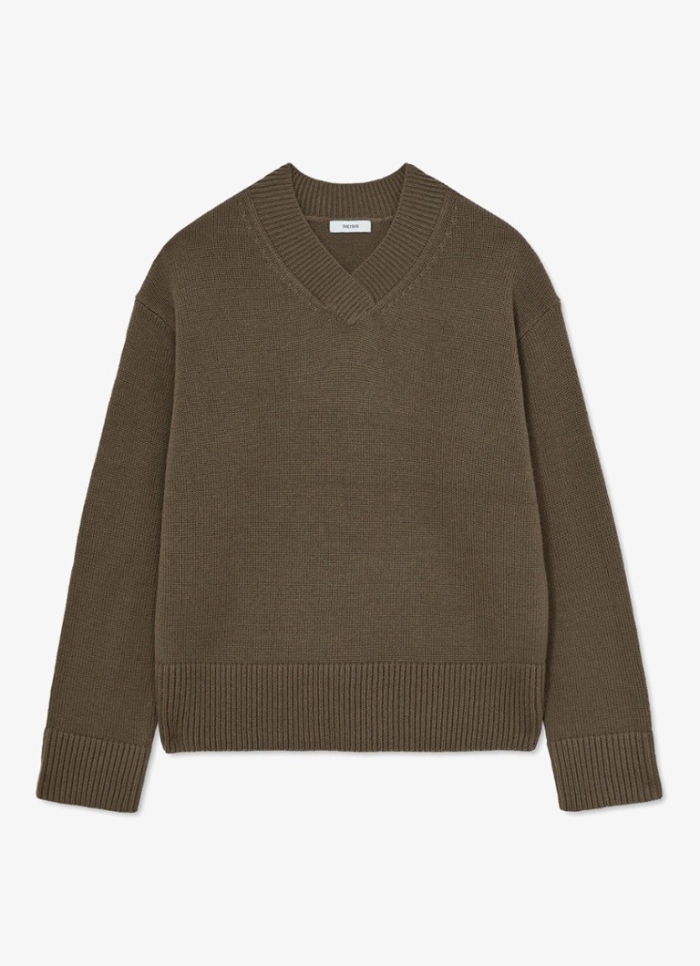 Reiss Dames Mari fijngebreide trui van wol en kasjmier in de kleur Khaki