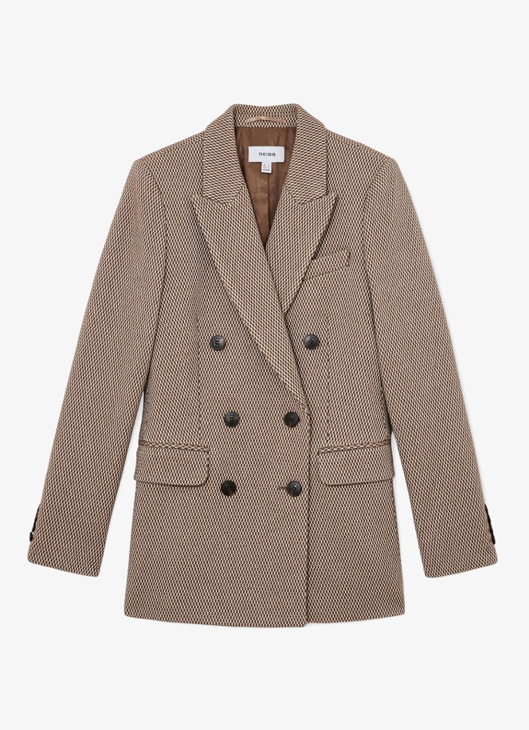 Reiss Dames Aubrey double-breasted blazer in wolblend in de kleur Beige