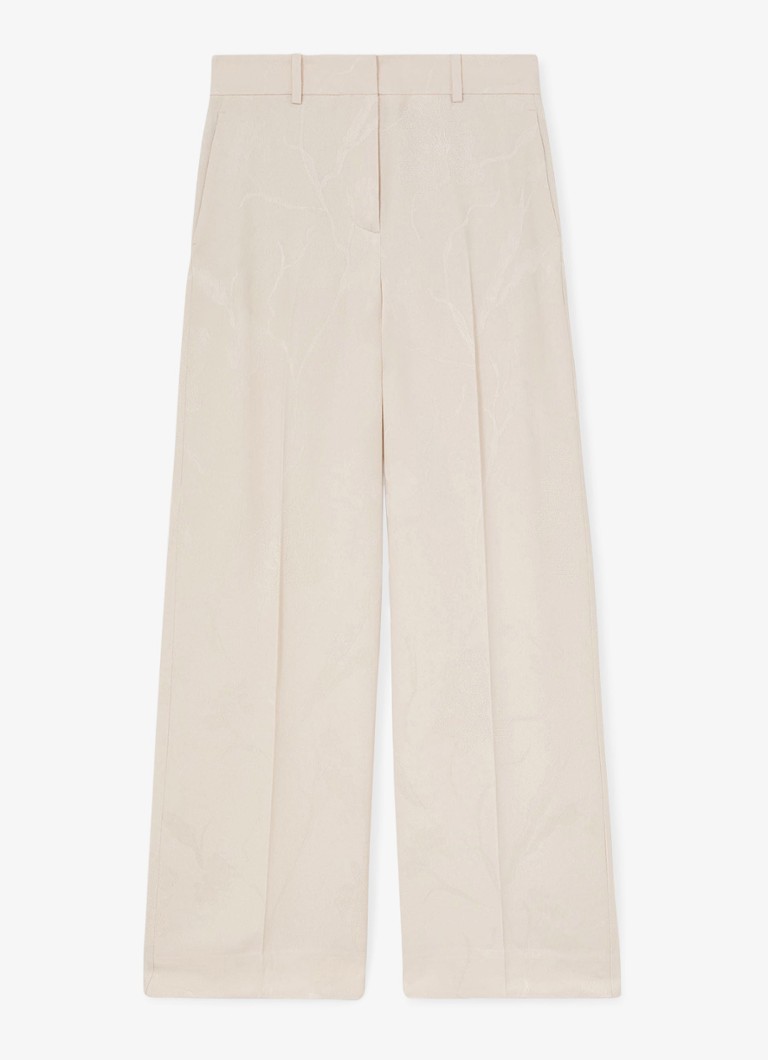 Reiss Dames Ottie high waist wide fit pantalon met bloemenprint in de kleur Wit