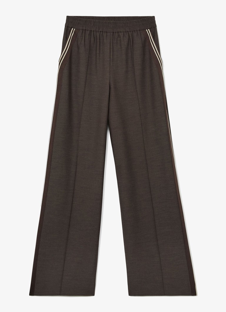 Reiss Dames Marlow high waist wide fit trackpants met gestreept detail in de kleur Beige