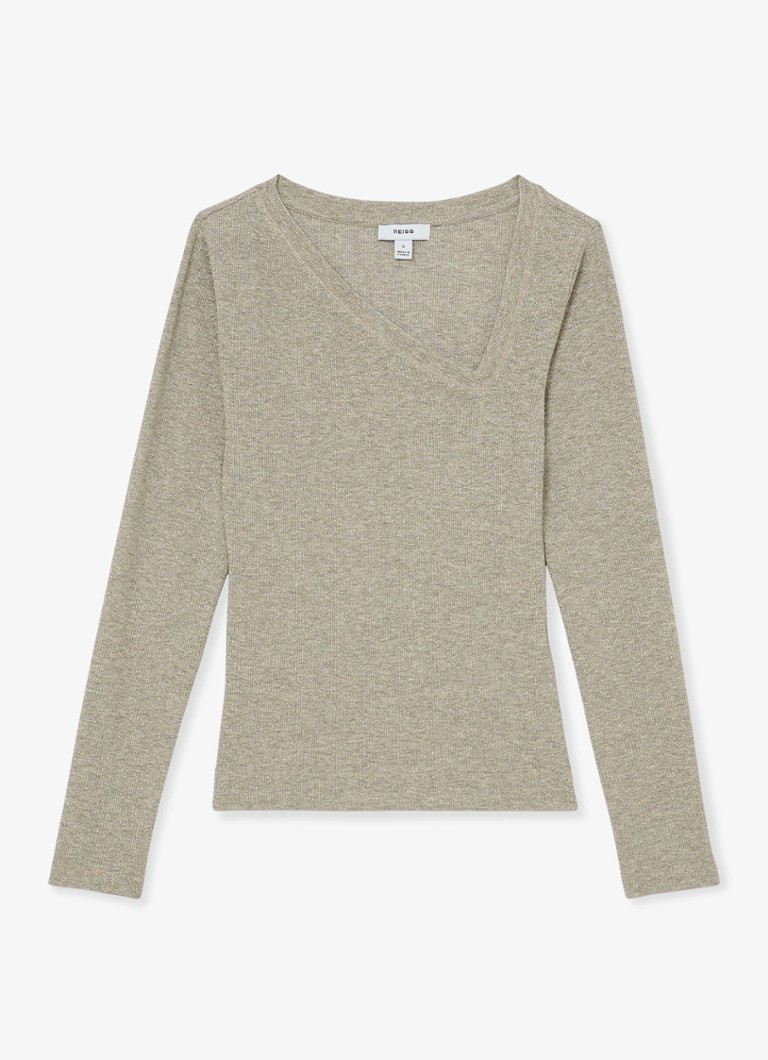 Reiss Dames Fliss top met asymmetrische hals in de kleur Goud