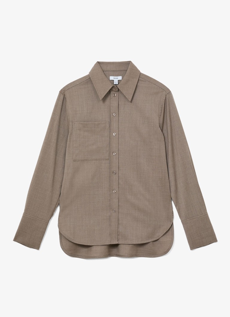 Reiss Dames Adie blouse in wolblend in de kleur Donkerbeige