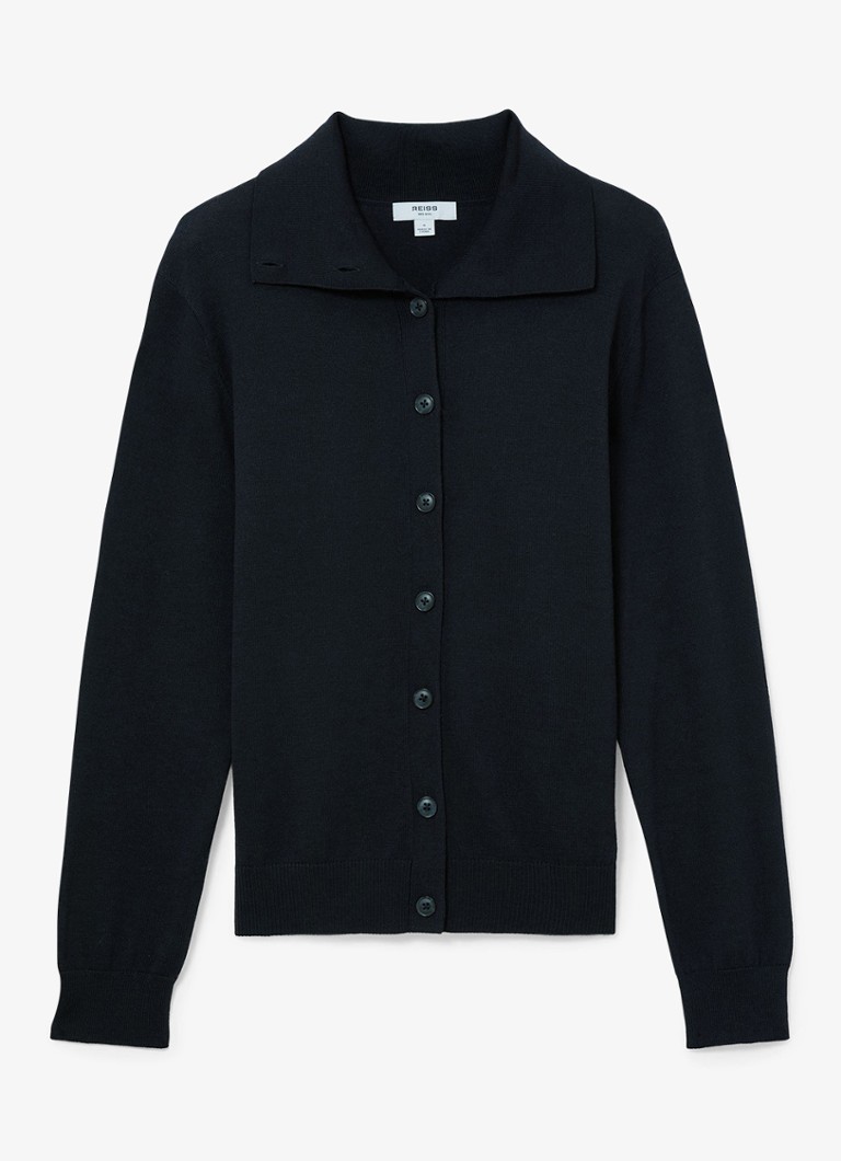 Reiss Dames Gale fijngebreid vest van merino wol in de kleur Blauw