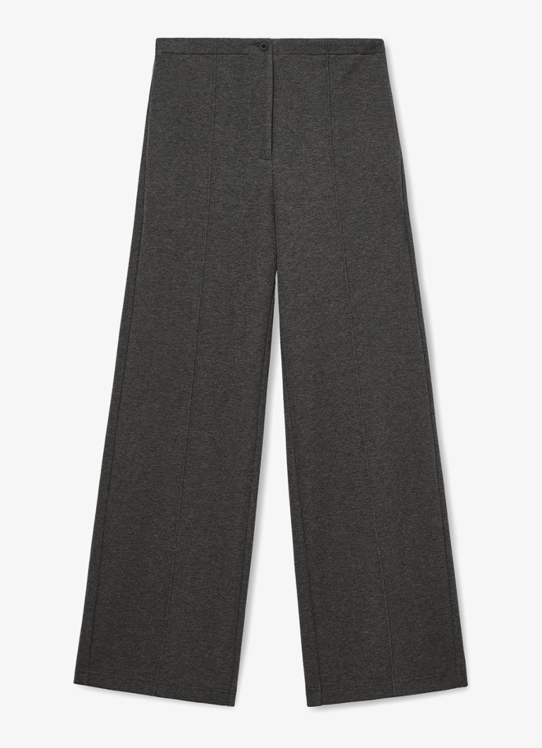 Reiss Dames Layla wide leg joggingbroek van wol en lyocell in de kleur Donkergrijs